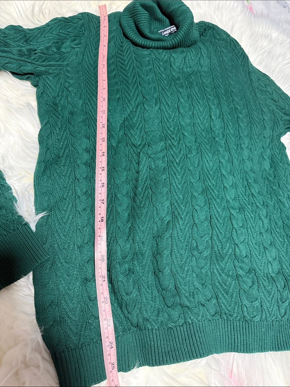 NWT Land’s End Women’s Turtleneck Green Cotton Sweater no tag